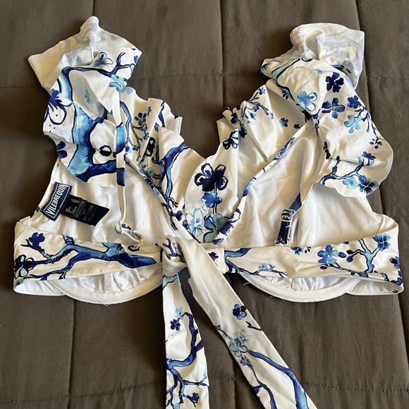 Vilebrequin Swimsuit Blue White Cherry Blossom Bikini Size Large - Picture 7 of 8